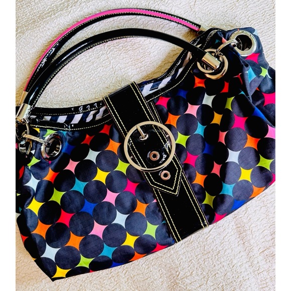 Vintage LeSportSac Shoulder Bag / Black Multicolor Purse Y2K - Picture 2 of 12